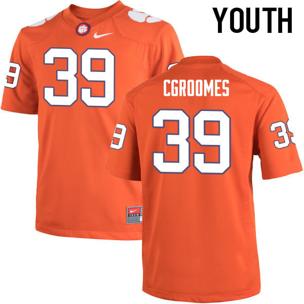 Youth Clemson Tigers #39 Christian Groomes College Football Jerseys-Orange - Click Image to Close